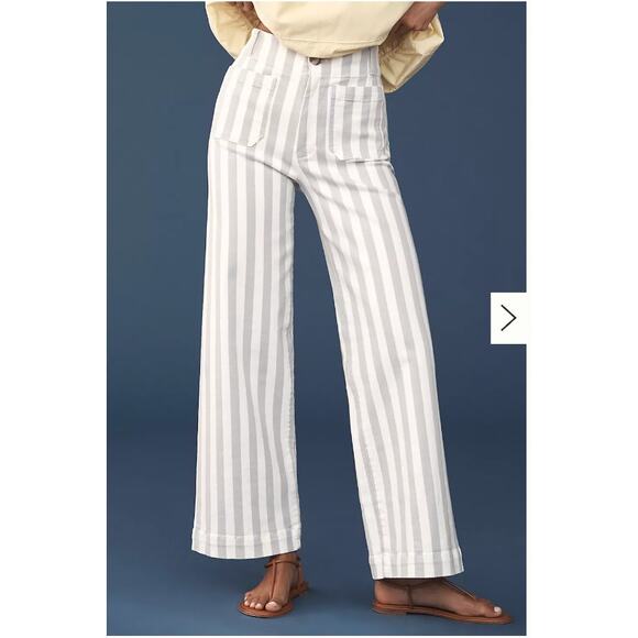 Anthropologie The Colette Striped Full-Length Wide-Leg Pants Jeans Striped 29 - Picture 1 of 4